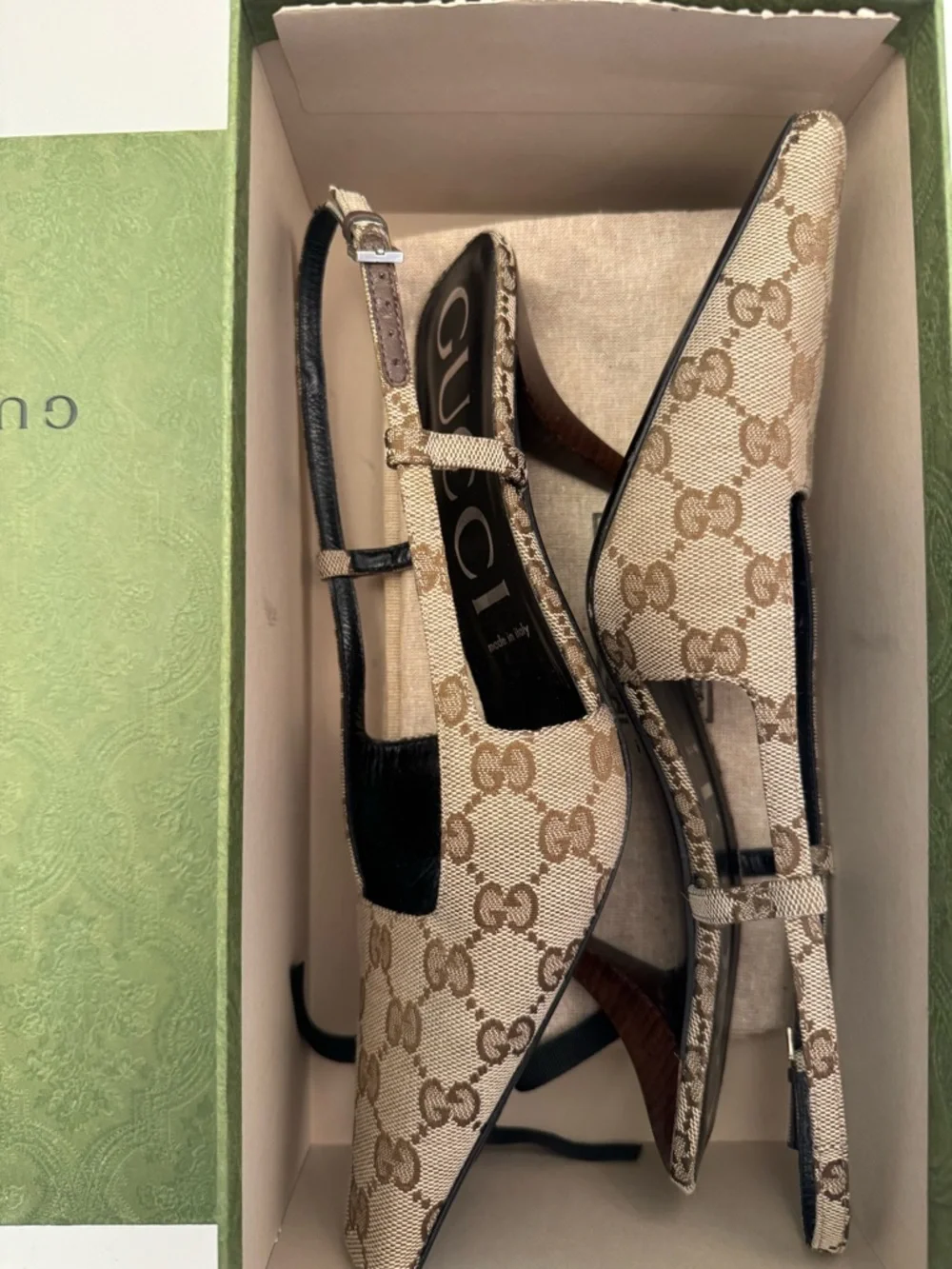 Gucci GG Slingback Pumps EU 40.5 US 10 105mm With Box Dust Bag Shopping Bag - Picture 5 of 12